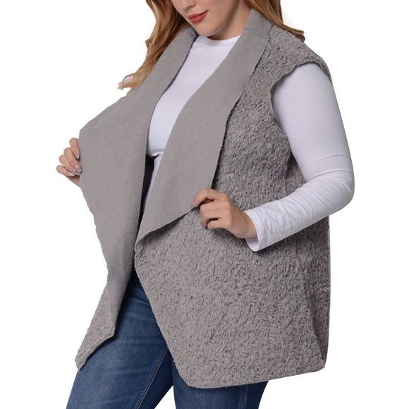 PASSAGE Gray Faux Shearling Vest L/XL - Picture 3 of 3